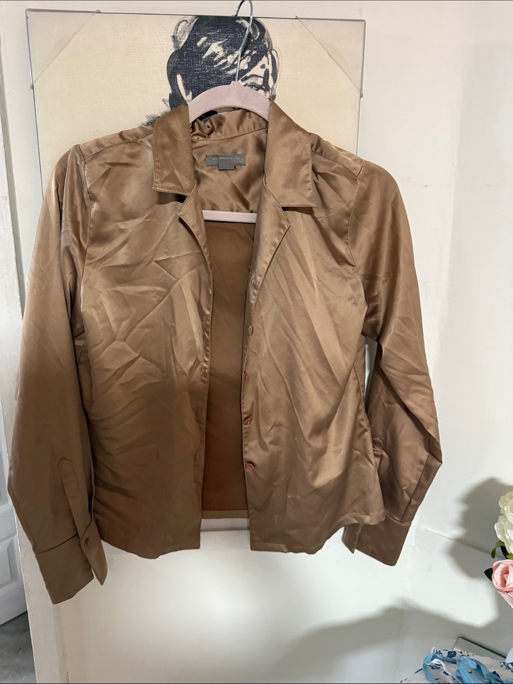 Investments Satin Tailored Tan-Brown Blazer Jacket